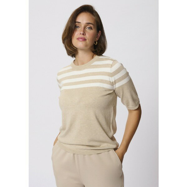 カフェ レディース Tシャツ トップス LIZZA STRIPED - Print T-shirt - feather gray chalk half stripe