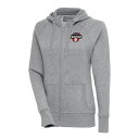 アンティグア レディース パーカー・スウェットシャツ アウター Hickory Crawdads Antigua Women's Victory FullZip Hoodie Heather Gray