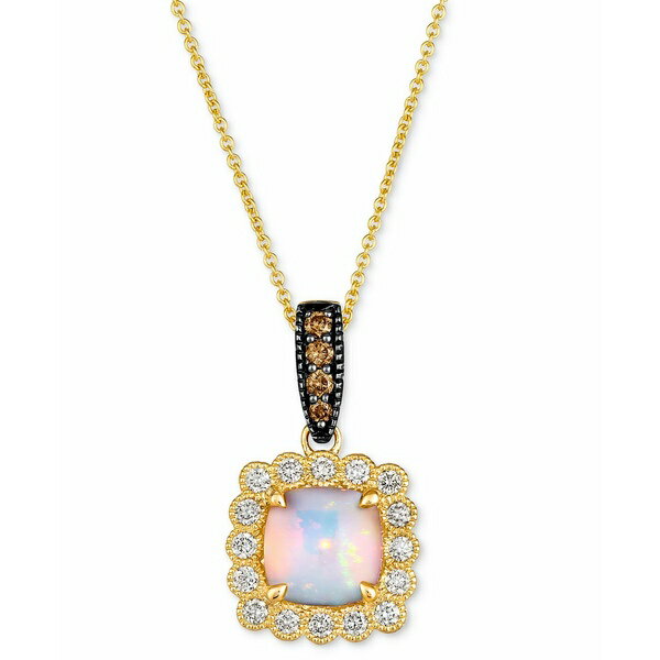 @ fB[X lbNXE`[J[Ey_ggbv ANZT[ Neopolitan Opal (1-1/4 ct. t.w.) & Diamond (3/8 ct. t.w.) Halo Pendant Necklace in 14k Gold, 18