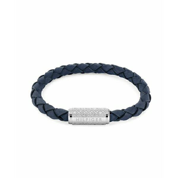 トミー ヒルフィガー レディース ブレスレット・バングル・アンクレット アクセサリー Men's Braided Blue Suede Leather Bracelet Blue