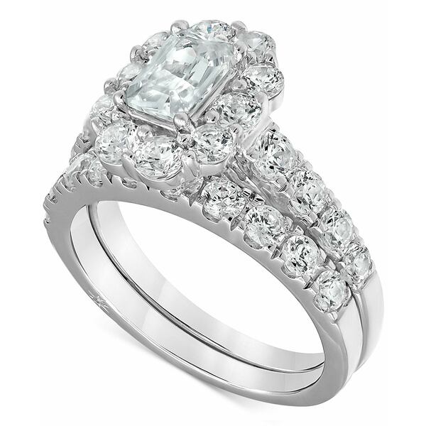 マルケッサ レディース リング アクセサリー Diamond Emerald-Cut & Round Halo Bridal Set (3 ct. t.w.) in 18k White Gold White Gold