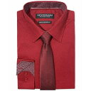 jbNOn Y Vc gbvX Men's Slim-Fit Diamond Medallion Dress Shirt & Tie Set Red Multi