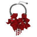 ベッツィジョンソン メンズ ネックレス・チョーカー アクセサリー Faux Stone Pave Bow Bib Necklace Red, Hematite