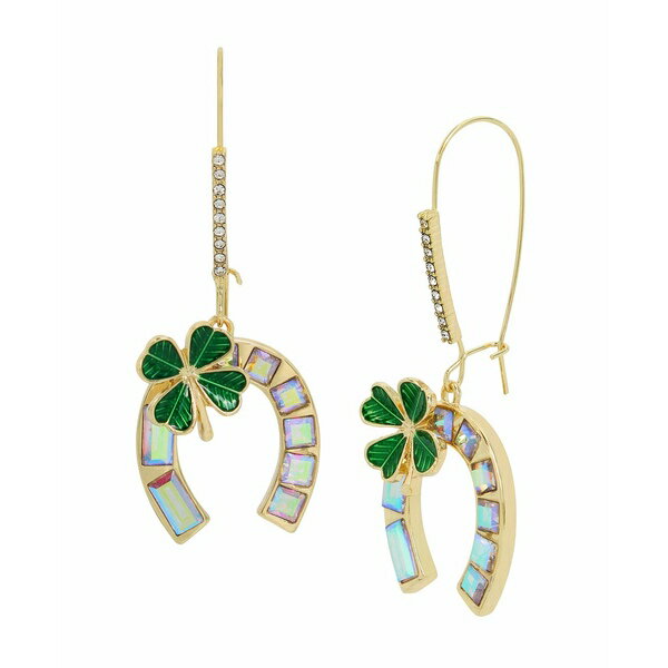 ベッツィジョンソン レディース ピアス＆イヤリング アクセサリー Faux Stone Horseshoe Dangle Earrings Green, Gold