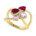 GtB[ RNV fB[X O ANZT[ EFFY&reg; Pink Sapphire (1/2 ct. t.w.), Ruby (7/8 ct. t.w.), & Diamond (1/4 ct. t.w.) Crossover Statement Ring in 14k Gold Yellow Gold