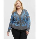 ジェイエムコレクション レディース ニット&セーター アウター Plus Size Print Metallic-Threaded Cardigan, Excl...