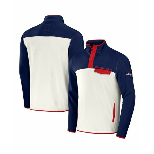 楽天astyファナティクス メンズ ジャケット＆ブルゾン アウター Men's NFL x Darius Rucker Collection by Navy, Cream New England Patriots Micro Fleece Quarter-Snap Jacket Navy, Cream