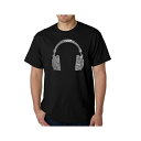エルエーポップアート メンズ シャツ トップス Mens Word Art T-Shirt - Headphones - 63 Genres of Music Black
