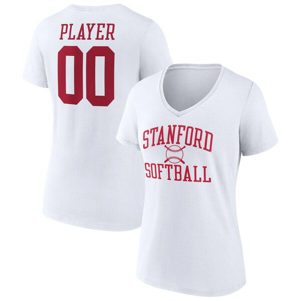 t@ieBNX fB[X TVc gbvX Stanford Cardinal Fanatics Branded Women's Softball PickAPlayer NIL Gameday Tradition VNeck TShirt White