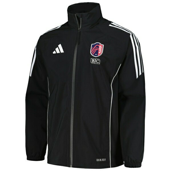 アディダス メンズ ジャケット&ブルゾン アウター St. Louis City SC adidas Tiro 24 FullZip Hoodie Rain Jacket Black