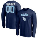 ファナティクス メンズ Tシャツ トップス Tampa Bay Rays Fanatics Branded Personalized Winning Streak Name & Number Long Sleeve TShirt Navy