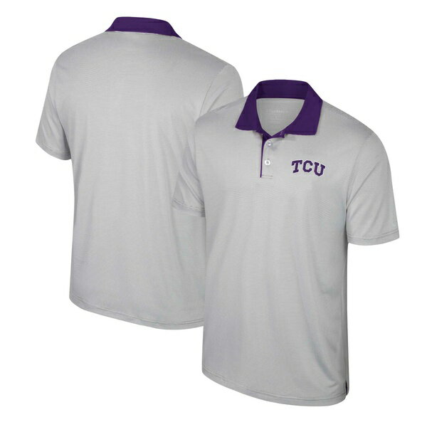 RVA Y |Vc gbvX TCU Horned Frogs Colosseum Tuck Striped Polo Gray