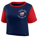 ファナティクス レディース Tシャツ トップス Team USA Fanatics Branded Women's Circle Badge Cropped Fashion TShirt Navy/Red