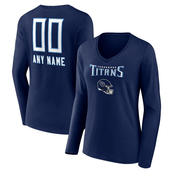 t@ieBNX fB[X TVc gbvX Tennessee Titans Fanatics Branded Women's Personalized Name & Number Team Wordmark Long Sleeve VNeck TShirt Navy