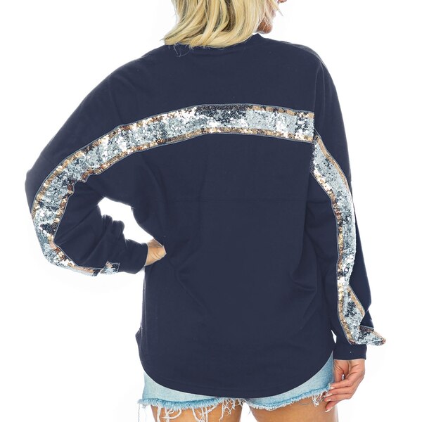 Q[fC fB[X TVc gbvX Tennessee Titans Gameday Couture Women's Glitz Sequin Long Sleeve TShirt Navy