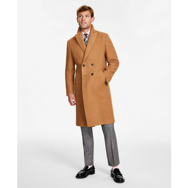 トミー ヒルフィガー メンズ ジャケット&ブルゾン アウター Men's Modern-Fit Solid Double-Breasted Overcoat Camel