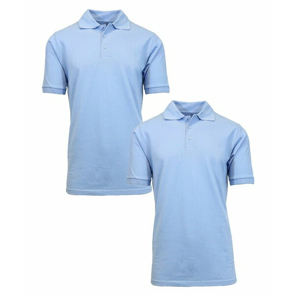 ギャラクシーバイハルビック メンズ ポロシャツ トップス Men's Short Sleeve Pique Polo Shirt, Pack of 2 Light Blue