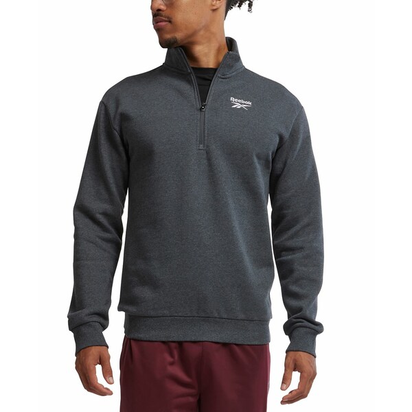 リーボック メンズ パーカー・スウェットシャツ アウター Men's Identity Regular-Fit Quarter-Zip Fleece Sweatshirt Dark Grey Heather