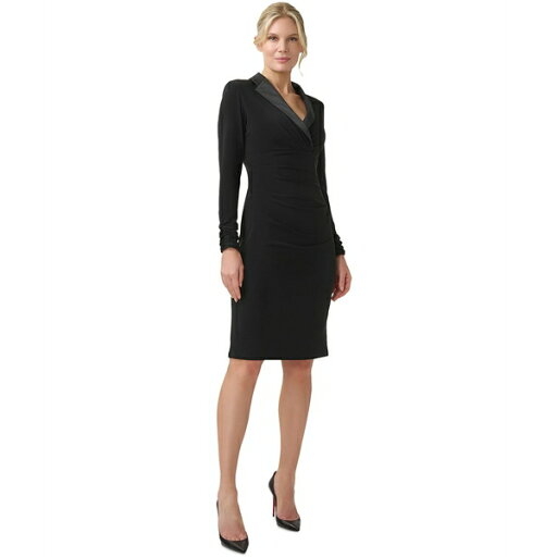 アドリアナ パペル レディース ワンピース トップス Women's Jersey Tuxedo Sheath Dress Black アドリアナ パペル レディース ワンピース トップス Women's Jersey Tuxedo Sheath Dress Black