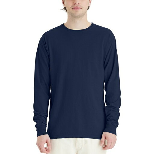 ヘインズ メンズ Tシャツ トップス Unisex Garment Dyed Long Sleeve Cotton T-Shirt Navy ヘインズ メンズ Tシャツ トップス Unisex Garment Dyed Long Sleeve Cotton T-Shirt Navy
