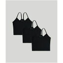 パクト レディース カットソー トップス Women's Everyday Shelf Bra Cropped Camisole 3-Pack Black