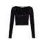 쥭 ǥ åȥ ȥåץ Pointelle Square-Neck Crop Top black