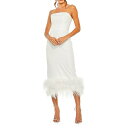 マックダガル レディース ワンピース トップス Feather-Trim Strapless Midi-Dress white