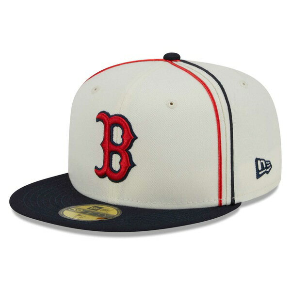 ˥塼  ˹ ꡼ Boston Red Sox New Era Chrome Sutash 59FIFTY Fitted Hat Cream/Navy