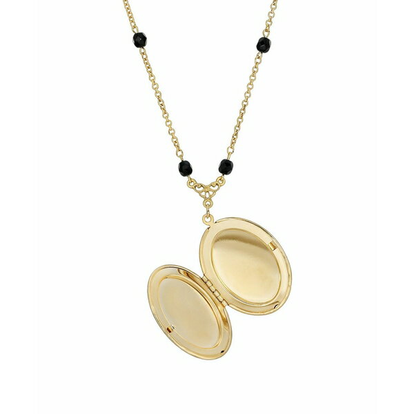 2028 fB[X lbNXE`[J[Ey_ggbv ANZT[ Gold-Tone Oval Locket Necklace Black