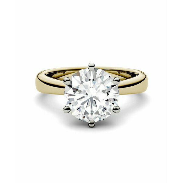 チャールズ アンド コルバード レディース リング アクセサリー Moissanite Solitaire Engagement Ring 3-1/10 ct. t.w. Diamond Equivalent in 14k White or Yellow Gold Gold