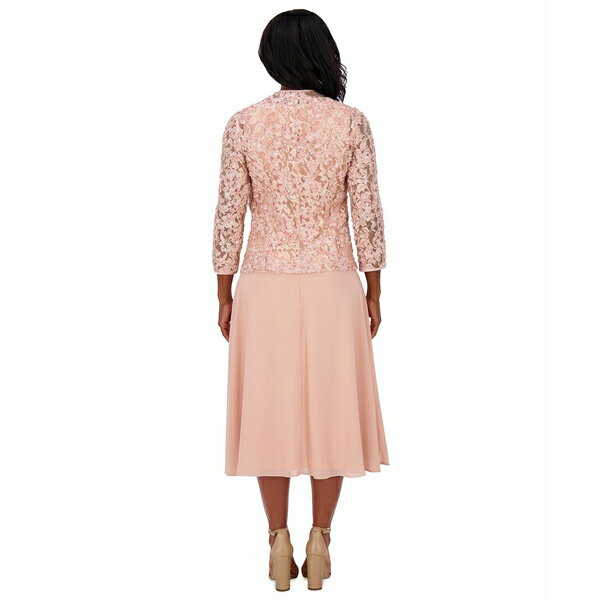 ジェシカハワード レディース ワンピース トップス Women's Soutache Jacket & Jewel-Neck Midi Dress Blush