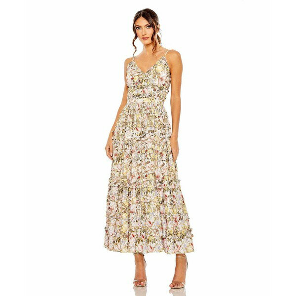マックダガル レディース ワンピース トップス Women's Floral Print Ruffle Tiered Midi Dress Ivory multi