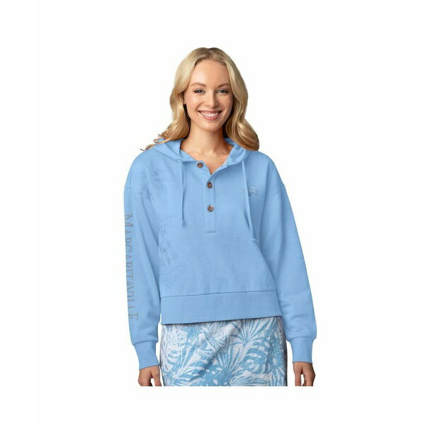 マルガリータビル レディース カットソー トップス Women's Blue Detroit Lions Island Dream Solid Pullover Hoodie Blue