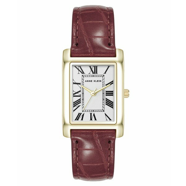 アンクライン レディース 腕時計 アクセサリー Women's Quartz Signature Red Crocograin Leather and Gold-Tone Alloy Metal Watch, 25mm Red/Gold-Tone