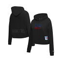 プロスタンダード レディース カットソー トップス Women's Black New York Rangers Jewels Cropped Pullover Hoodie Black(4)