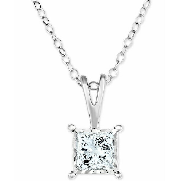 トゥルーミラクル レディース ネックレス・チョーカー・ペンダントトップ アクセサリー Diamond Princess 18" Pendant Necklace (1/2 ct. t.w.) in 14k White, Yellow, or Rose Gold White Gold