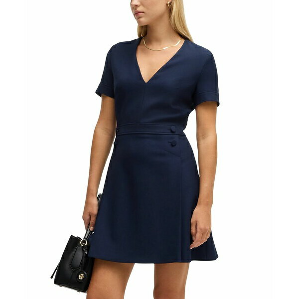 ヒューゴボス レディース ワンピース トップス Women's V-Neck Business Dress Dark Blue