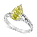 バッジェリーミシュカ レディース リング アクセサリー IGI Certified Lab Grown Yellow Diamond Pear-Shaped E...