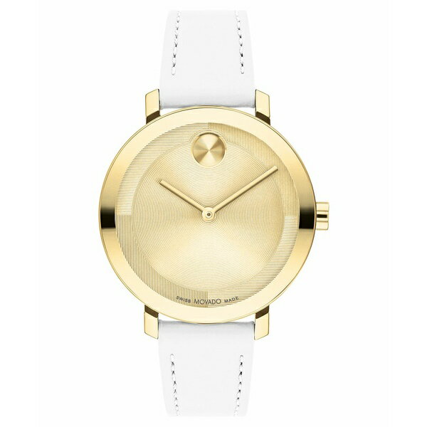 モバド レディース 腕時計 アクセサリー Women's Swiss Bold Evolution 2.0 White Leather Strap Watch 34mm White