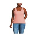 ランズエンド レディース カットソー トップス Plus Size Drapey Rib Fitted Tank Top Sunset coral pink(4)