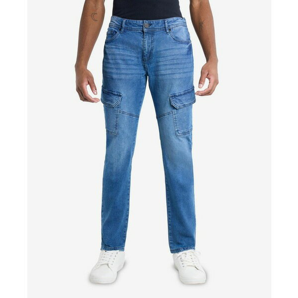 エックスレイ メンズ デニムパンツ ボトムス Men's Slim Fit Stretch Cargo Jeans Medium blue