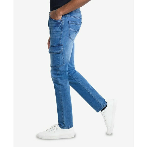 エックスレイ メンズ デニムパンツ ボトムス Men's Slim Fit Stretch Cargo Jeans Medium blue