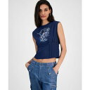 ゲス レディース カットソー トップス Women's Nautical Or Nice Crewneck Corset Top Blackened Blue Multi(4)