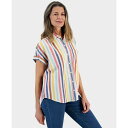スタイルアンドコー レディース カットソー トップス Women's Cotton Gauze Short-Sleeve Button Up Shirt, Cr...