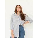 エイブル レディース カットソー トップス Plus Size Harris Oversized Button Down Shirt Blue/white st...