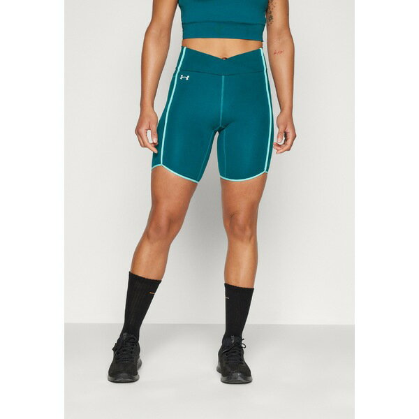 アンダーアーマー レディース フィットネス スポーツ MOTION CROSSOVER BIKE SHORT - Leggings - hydro teal/white