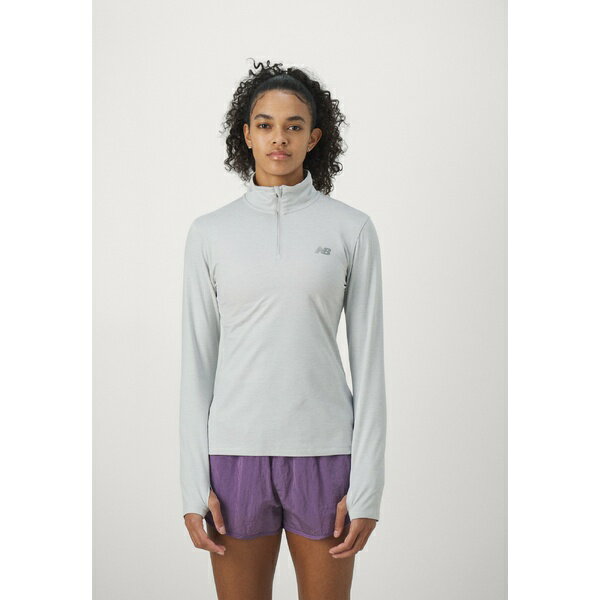 ニューバランス レディース フィットネス スポーツ SPORT ESSENTIALS SPACE DYE QUARTER ZIP - Long sleeved top - ash heather