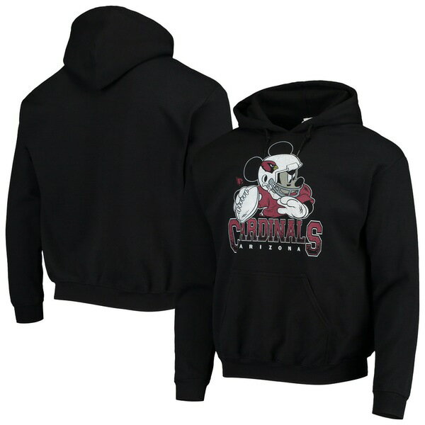 ジャンクフード メンズ パーカー・スウェットシャツ アウター Arizona Cardinals Junk Food Disney Mickey Quarterback Pullover Hoodie Black