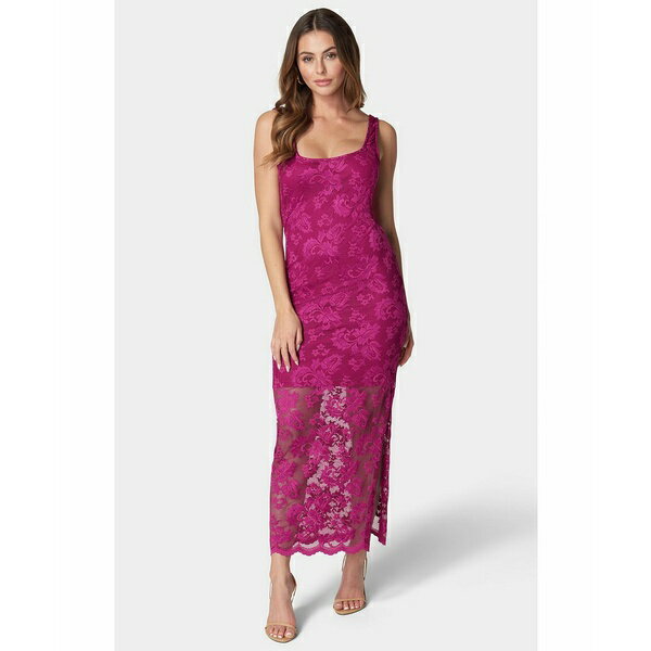 ベベ レディース ワンピース トップス Women's Marseille Lace Square Neck Tank Dress Fuchsia