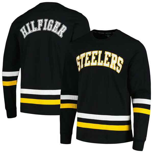 トミー ヒルフィガー メンズ Tシャツ トップス Pittsburgh Steelers Tommy Hilfiger Nolan Long Sleeve TShirt Black/Gold